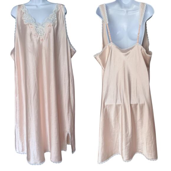 Vintage Other - Vintage Barbizon Blush Satin Slip Dress Women's 2X Lace Trim Romantic Feminine